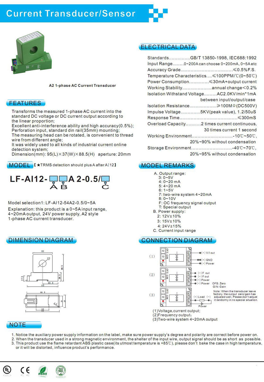 SA2 1-phase AC Current Transducer